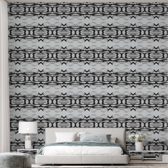 Minimalistischer Diagonalweg Schwarz/Weiß Tapete (Schlafzimmer)