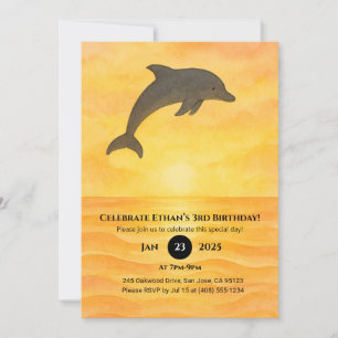 Minimalistischer Dolphin Sand Geburtstag Einladung