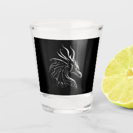 Minimalistischer Drache, schwarz-weiß Schnapsglas
