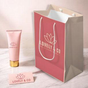Minimalistischer Dusty Rose- und Elfenbein-Salon-S Mittlere Geschenktüte
