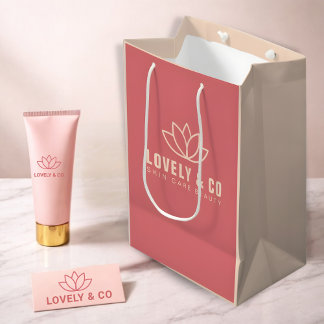Minimalistischer Dusty Rose- und Elfenbein-Salon-S Mittlere Geschenktüte