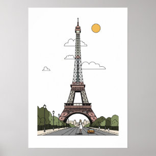 Minimalistischer Eiffelturm Paris Poster