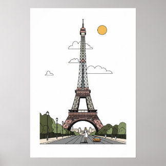 Minimalistischer Eiffelturm Paris Poster