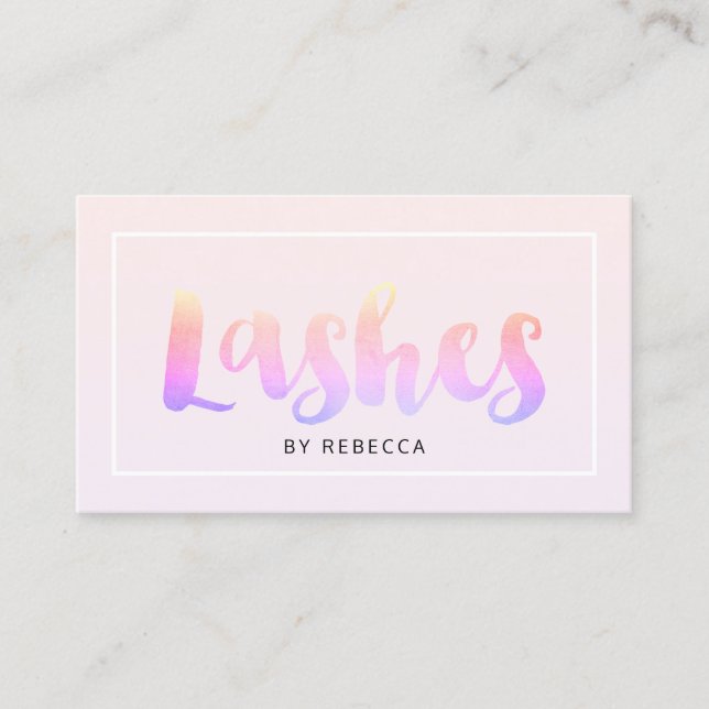 Minimalistischer, einfach rosa Rainbow Lashes Visitenkarte (Vorderseite)