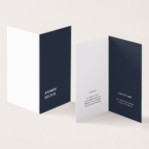 Minimalistischer einfacher eleganter blauer weiße visitenkarten
