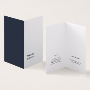 Minimalistischer einfacher eleganter blauer weiße visitenkarten