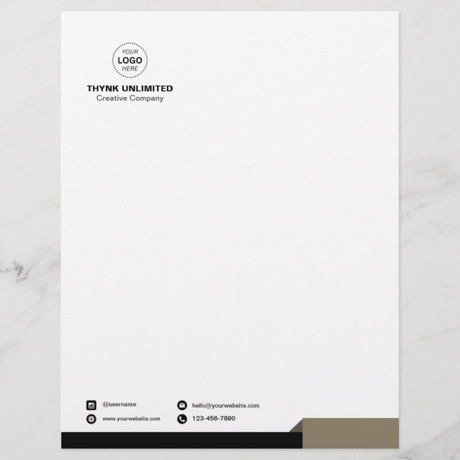 Minimalistischer einfacher Geschäftsbrief Briefbogen (Vorderseite)