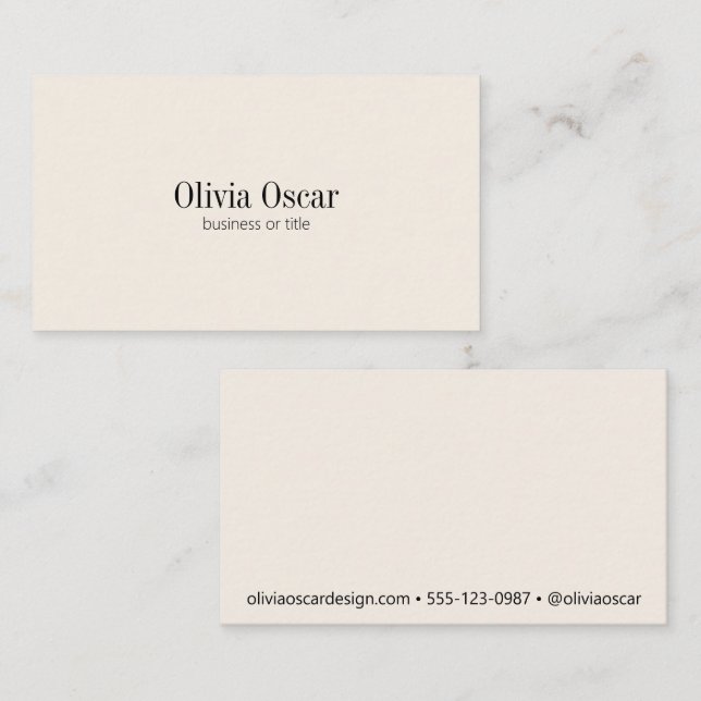 Minimalistischer einfacher Name der Elfenbeincreme Visitenkarte (Vorne/Hinten)