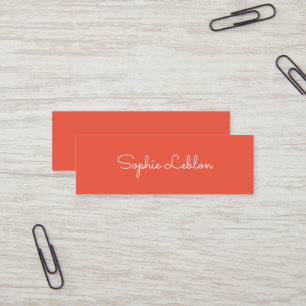 Minimalistischer einfacher Skriptname Orange-Red Mini Visitenkarte
