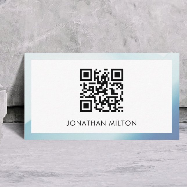 Minimalistischer Elegant Blue White Consultant QR- Visitenkarte (Von Creator hochgeladen)