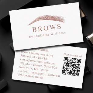 Minimalistischer eleganter Augenbrauen-Salon QR-Co Visitenkarte
