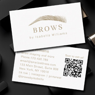 Minimalistischer eleganter Augenbrauen-Salon QR-Co Visitenkarte