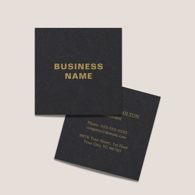 Minimalistischer eleganter Black Imitats Gold-Bera Quadratische Visitenkarte (Von Creator hochgeladen)