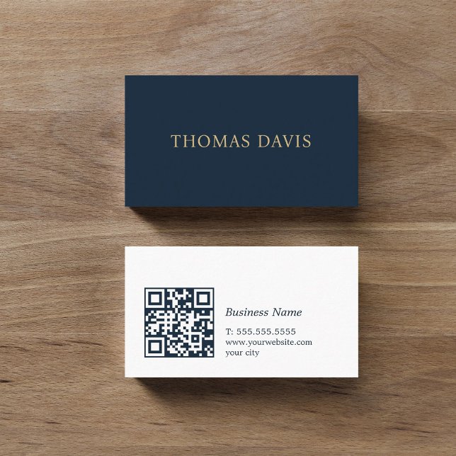 Minimalistischer eleganter blauer QR-Code-Berater Visitenkarte (Von Creator hochgeladen)