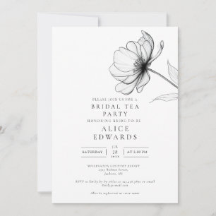Minimalistischer, eleganter Blumen-Braut-Shower-Te Einladung