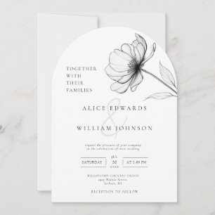Minimalistischer eleganter, floraler Hochzeitsplat Einladung