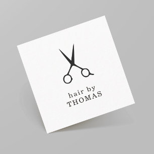 Minimalistischer eleganter Friseur in Schwarz-Weiß Quadratische Visitenkarte