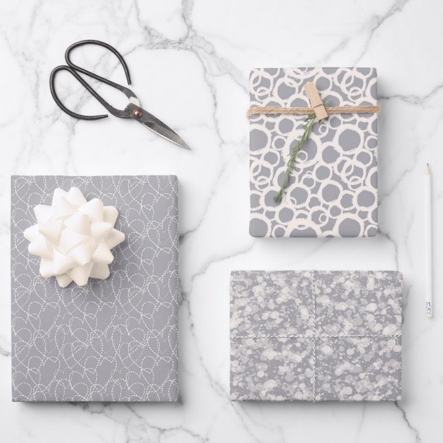 Minimalistischer Eleganter neutraler Grauschick Ab Geschenkpapier Set (Vorderseite)