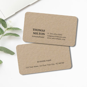 Minimalistischer eleganter Packpapier-Berater Visitenkarte