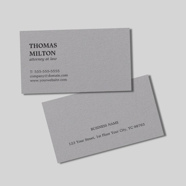 Minimalistischer eleganter Premium Gray Anwalt auf Visitenkarte (Von Creator hochgeladen)