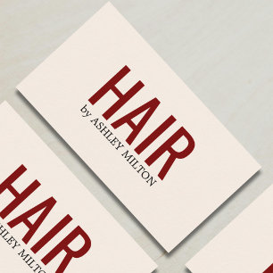 Minimalistischer eleganter Red Beige Bold Hair Sal Visitenkarte