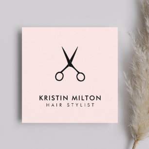 Minimalistischer Eleganter Schere Rose Salon Quadratische Visitenkarte