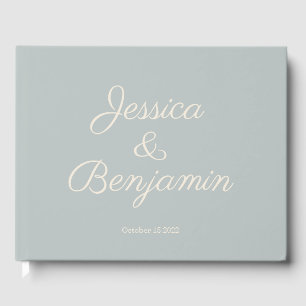 Minimalistischer eleganter Script-Dusty Blue Weddi Gästebuch