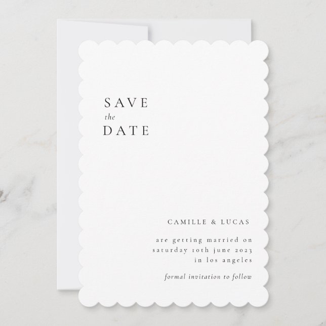 Minimalistischer eleganter Text und Foto | SAVE TH Einladung (Vorderseite)