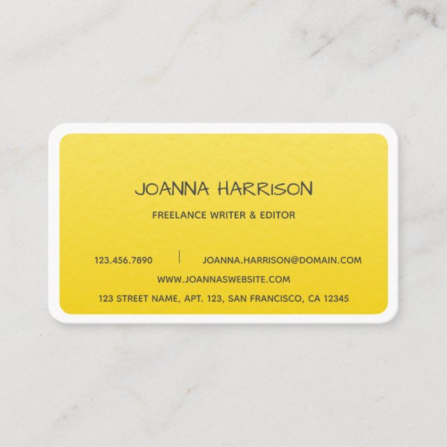 Minimalistischer eleganter Trendy Gold Foil Writer Visitenkarte (Vorderseite)