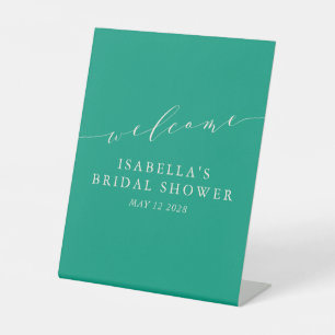 Minimalistischer Empfang des Emerald Green Brautpa Sockelschild
