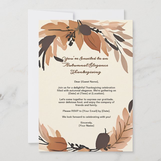 Minimalistischer Erntedank Dankbarkeit Einladung (Vorderseite)