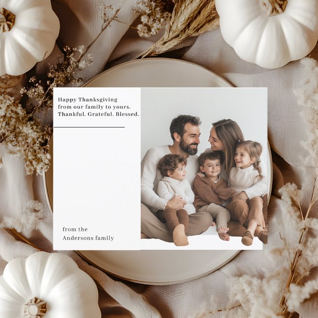 Minimalistischer Erntedank Familie Foto Dankbar Postkarte (Von Creator hochgeladen)