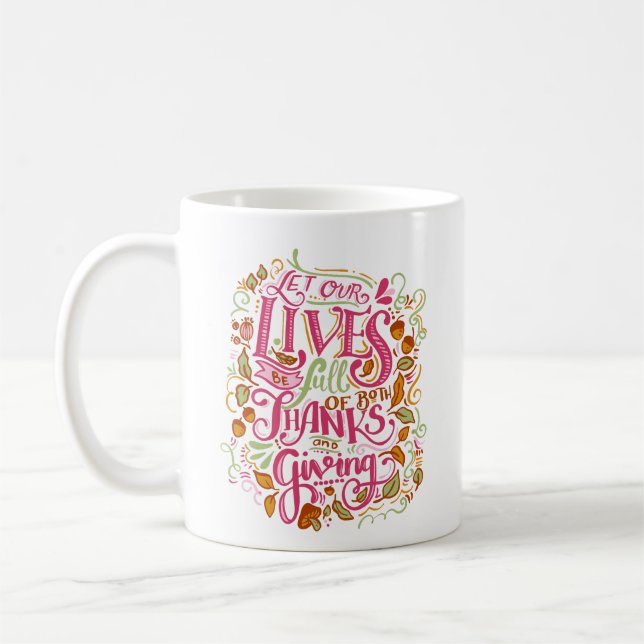 Minimalistischer Erntedank Wärme Freundlichkeit Fe Kaffeetasse (Links)