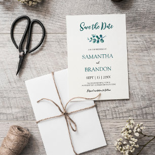 Minimalistischer Eukalyptus-Botanik-Rustikal-Grün Save The Date