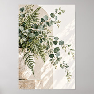 Minimalistischer Eukalyptus-Farn-Torbogen Botanisc Poster