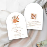 Minimalistischer Fall Florals QR Code Wedding Arch