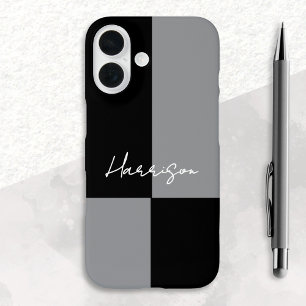 Minimalistischer Farbblock Grau Schwarz Benutzerna iPhone 16 Hülle
