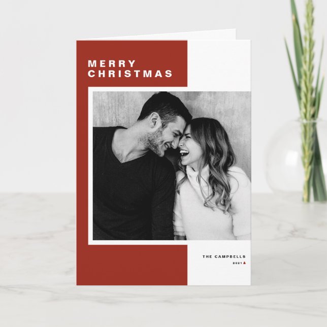 Minimalistischer Farbblock Rot Weihnachten Foto fr (Vorderseite)