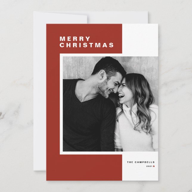 Minimalistischer Farbblock Rot Weihnachten Foto fr (Vorderseite)