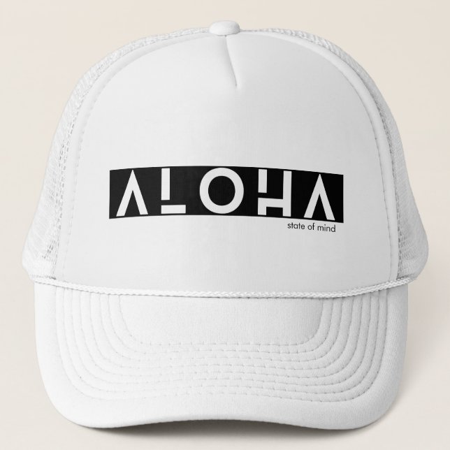 Minimalistischer, feiner Aloha-Staat von Mind Grap Truckerkappe (Vorderseite)