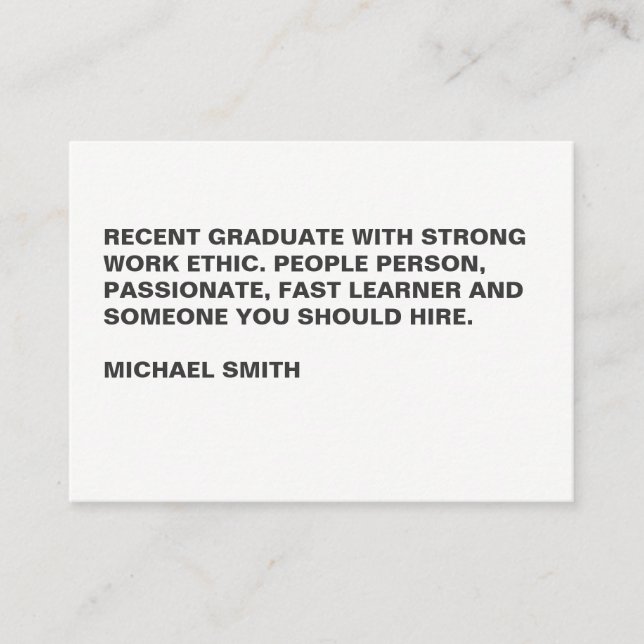 Minimalistischer fettarer Großtext Visitenkarte (Vorderseite)