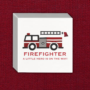 Minimalistischer Feuerwehrmann "Little Hero" Kinde Serviette