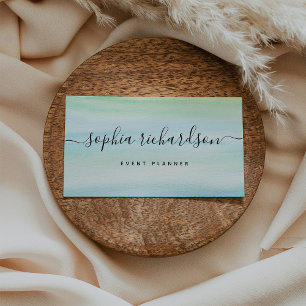 Minimalistischer Flair Blue Green Watercolor und S Visitenkarte