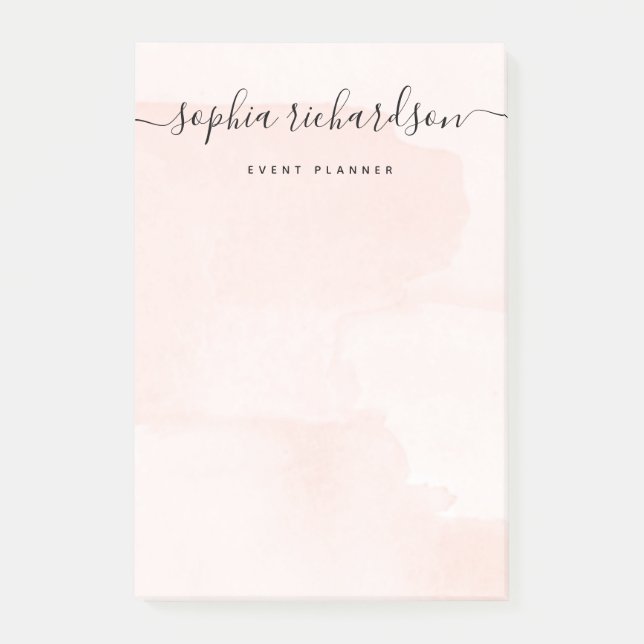 Minimalistischer Flair | Wasserfarbe und Skript Post-it Klebezettel (Vorderseite)