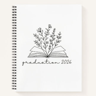 Minimalistischer floraler Buchabschluss 2026 Notizbuch