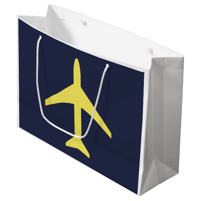 Minimalistischer Flugzeug-Flugverkehr Große Geschenktüte (Vorderseite Schrägansicht)