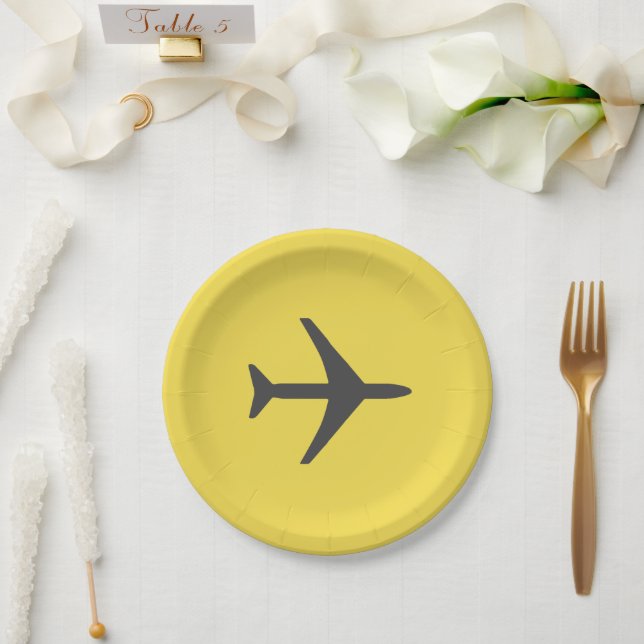 Minimalistischer Flugzeug-Flugverkehr Pappteller (Hochzeit)