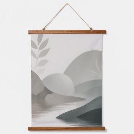 Minimalistischer Fluss Wandteppich Mit Holzrahmen