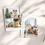 Minimalistischer Foto-Arch für Holidays Feiertagskarte<br><div class="desc">Minimalistisches Script Happy Holidays Foto Arch Holiday Card</div>