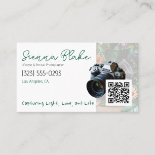Minimalistischer Fotograf QR-Code und Kamera-Grafi Visitenkarte